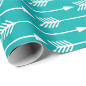 Aquamarines Pfauenpfeil-Muster Geschenkpapier (Rolleneckpunkt)