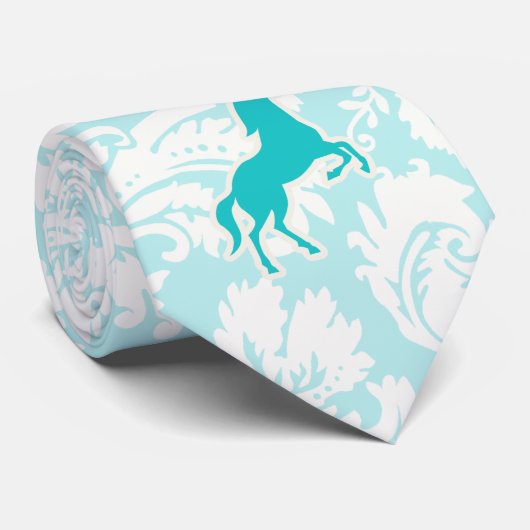 Aquamarines Pferd Krawatte (Gerollt)