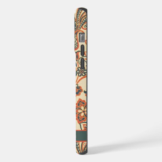 Aquamarines Pfirsichpfirsich Orange Paisley iPhone Hülle (Linke Seite)