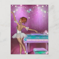 Aquamarines Piano Rosa Hintergrund und Ballerina