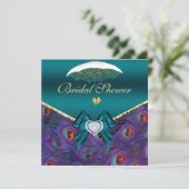 Aquamarines Plum Peacock Brautparty Einladung (Stehend Vorderseite)