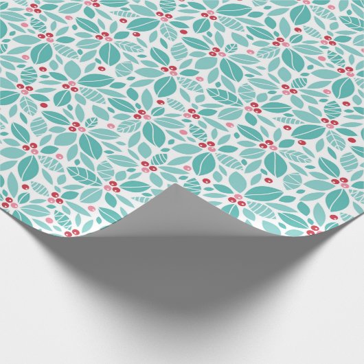 Aquamarines Poinsettia-Muster Geschenkpapier (Ecke)