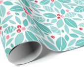 Aquamarines Poinsettia-Muster Geschenkpapier (Rolleneckpunkt)