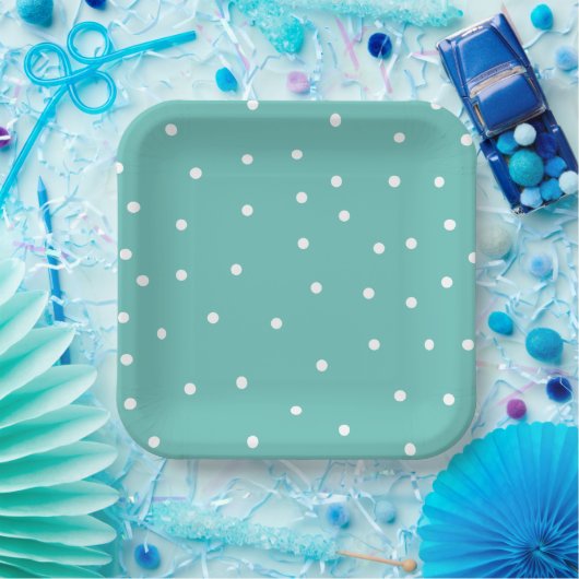 Aquamarines Polka Dot Muster Minimalistisch Pappteller (Party)