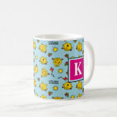 Aquamarines Polka Dot Muster | Monogramm Kaffeetasse (VorderseiteRechts)