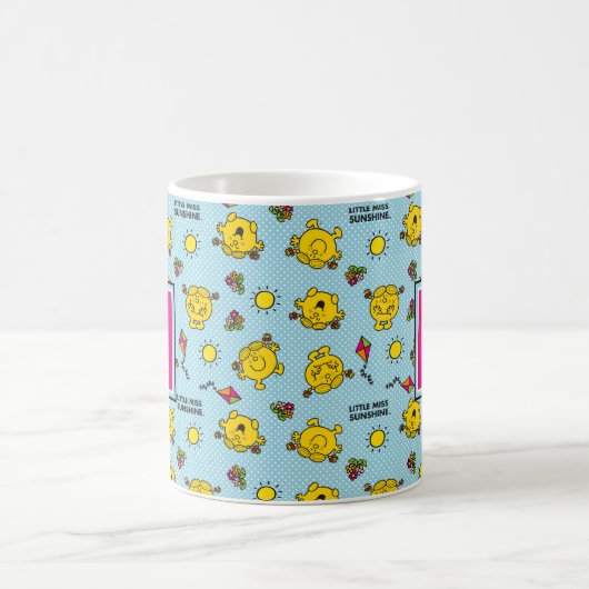 Aquamarines Polka Dot Muster | Monogramm Kaffeetasse (Mittel)