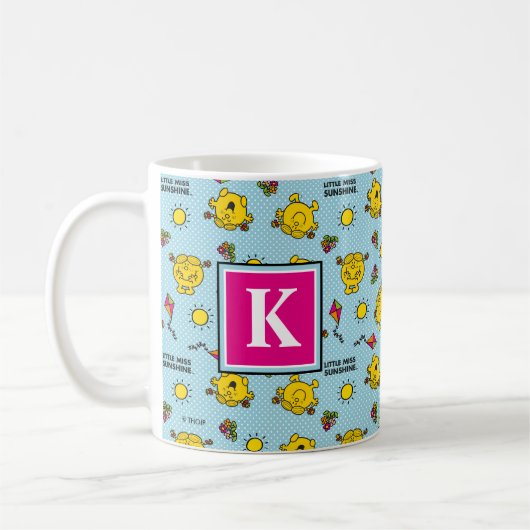 Aquamarines Polka Dot Muster | Monogramm Kaffeetasse (Links)