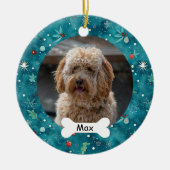 Aquamarines Puppy-Dog-Foto Keramik Ornament (Vorne)