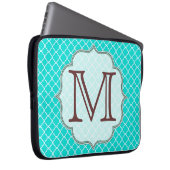 Aquamarines Quarterfolienmonogramm, Initial 15"-No Laptopschutzhülle (Vorne Rechts)