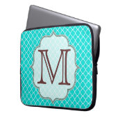 Aquamarines Quarterfolienmonogramm, Initial 15"-No Laptopschutzhülle (Vorderseite Links)