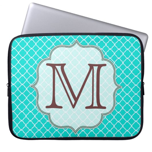 Aquamarines Quarterfolienmonogramm, Initial 15"-No Laptopschutzhülle (Vorderseite)