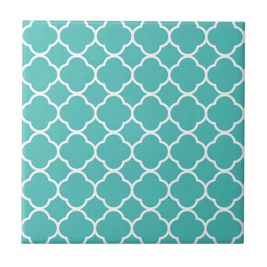 Aquamarines Quatrefolienmuster Fliese (Vorderseite)