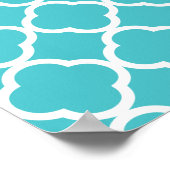 Aquamarines Quatrefolienmuster Poster (Ecke)