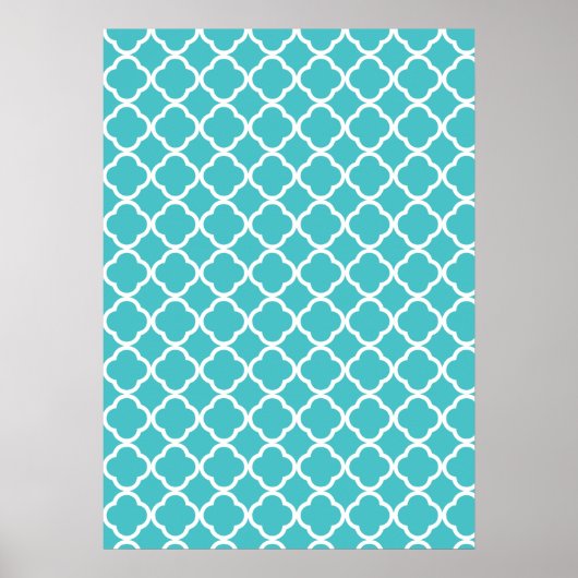 Aquamarines Quatrefolienmuster Poster (Vorne)