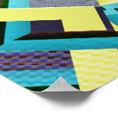 Aquamarines Rad der Kunst des Fraktals Poster (Ecke)