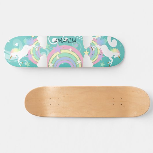 Aquamarines Rainbow Unicorn Skateboard (Horizontal)