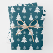 Aquamarines Rentier, Weihnachtsbaum und Holly-Must Geschenkpapier Set (Beispiel)