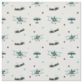 Aquamarines Retro-Flugzeugmuster Stoff (Muster)