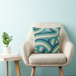Aquamarines Retro-Regenbogenmuster Kissen