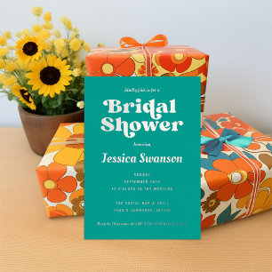 Aquamarines Retro Serial Brautparty Silver Folieneinladung