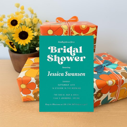 Aquamarines Retro Serial Brautparty Silver Folieneinladung