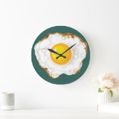 Aquamarines Retro-Style Fried Ei Küche Dekoration Große Wanduhr (Zuhause)