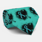 Aquamarines Ribbon Grunge Herz Krawatte (Gerollt)