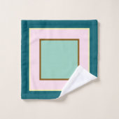 Aquamarines rosa braunes Blockmuster Badhandtuch Set (Waschlappen)