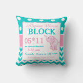 Aquamarines rosa Elefant-Baby-Mitteilungs-Kissen Kissen (Vorderseite)