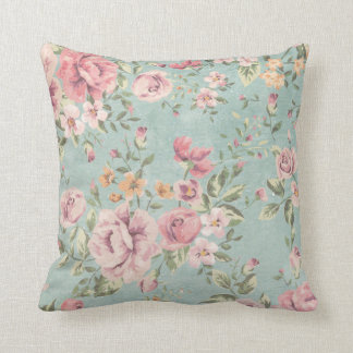 Aquamarines rosa girly mit Blumenelegantes des Kissen