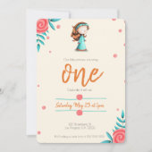 Aquamarines Rosa-Haar-Girl zum Geburtstag Einladung (Vorderseite)