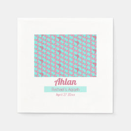 AQUAMARINES rosa Muster, Aqiqah Babydusche Serviette