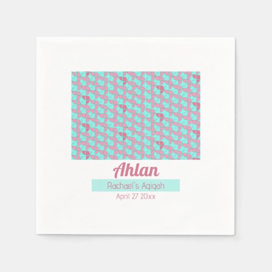 AQUAMARINES rosa Muster, Aqiqah Babydusche Serviette (Vorderseite)