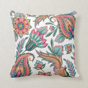 Aquamarines rosa orange Paisley Blumenthrow-Kissen Kissen