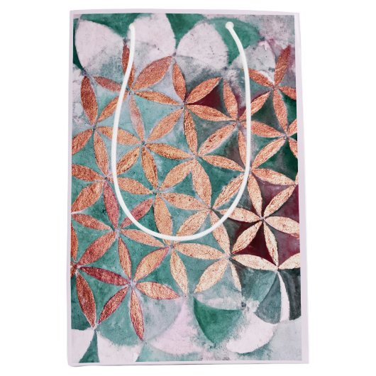 Aquamarines Rosa Pastellfarben Abstraktes Wasserfa Mittlere Geschenktüte (Vorderseite)