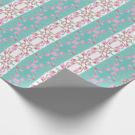 Aquamarines, rosa und braun gestrichenes Schleifpa Geschenkpapier