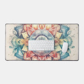 Aquamarines Rosa und Orange Mandala Schreibtischunterlage (Tastatur & Maus)