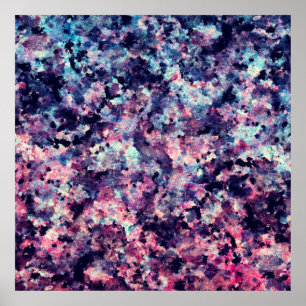 Aquamarines, rosa und schwarz-Granit-Marmormuster Poster