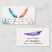 Aquamarines Rosa versieht Watercolor Boho Türkis Visitenkarte (Vorne/Hinten)