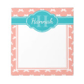 Aquamarines rosa, weißes Muster Notizblock (Vorderseite)