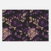 Aquamarines Rose-Muster in Rot und Lila und Gold G Geschenkpapier Set (Vorderseite 2)