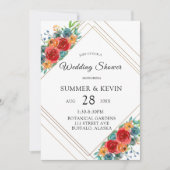 Aquamarines Rotes Orange Rose Polterabend Einladung (Vorderseite)