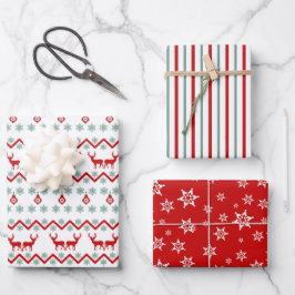 Aquamarines Rotschneeflockenmuster Geschenkpapier Set