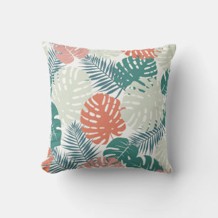 Aquamarines Russet Palm Leaf Muster tropisch Kissen