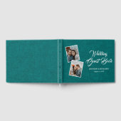 Aquamarines Rustic Burlap Wedding Foto Gästebuch (Voll)