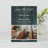 Aquamarines rustikales Foto Save the Date (Stehend Vorderseite)