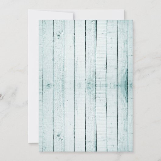 Aquamarines rustikales Monogramm Ankündigung Datum (Rückseite)