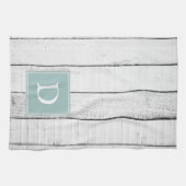 Aquamarines rustikales Monogramm-Handtuch Geschirrtuch (Horizontal)