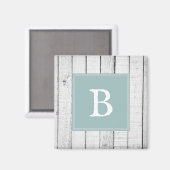 Aquamarines Rustikales Monogramm-Magnet Magnet (Vorderseite/Rückseite)