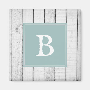Aquamarines Rustikales Monogramm-Magnet Magnet